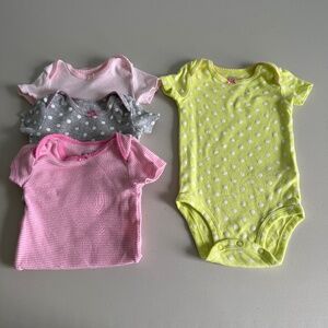 4-Pack Simple Joys by Carter's Baby Girls' Short-Sleeve Bodysuits, 3-6 Months